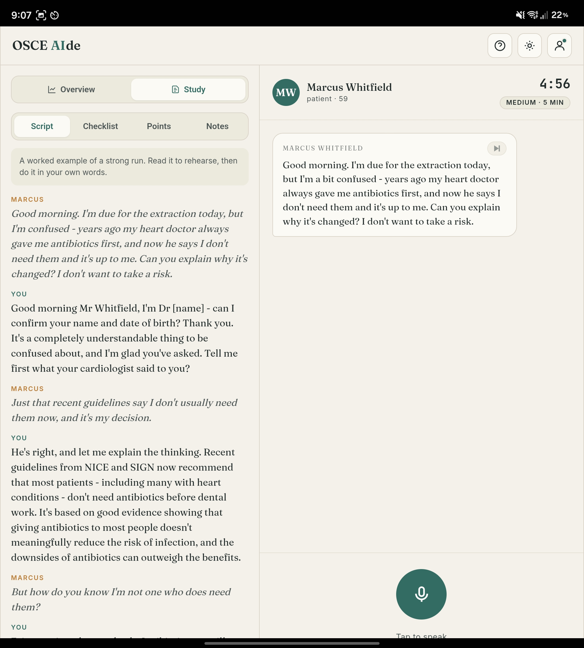 Live AI patient and voice transcription